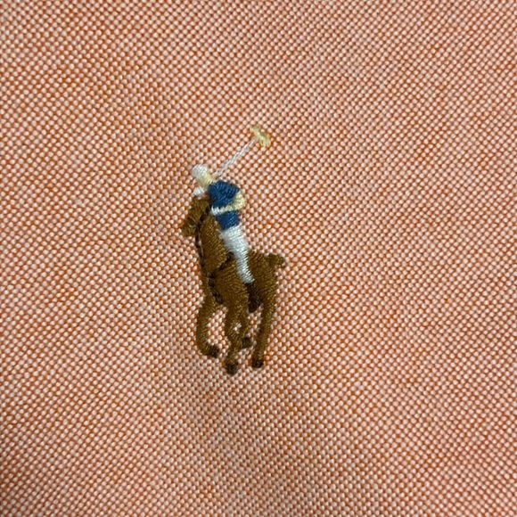 VTG 90’s Ralph Lauren Classic Fit Oxford Button Down Shirt Orange Cotton Large - Picture 5 of 10